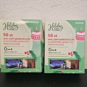 Holiday Living Mini Light Adhesive Clips 50 Ct x 2